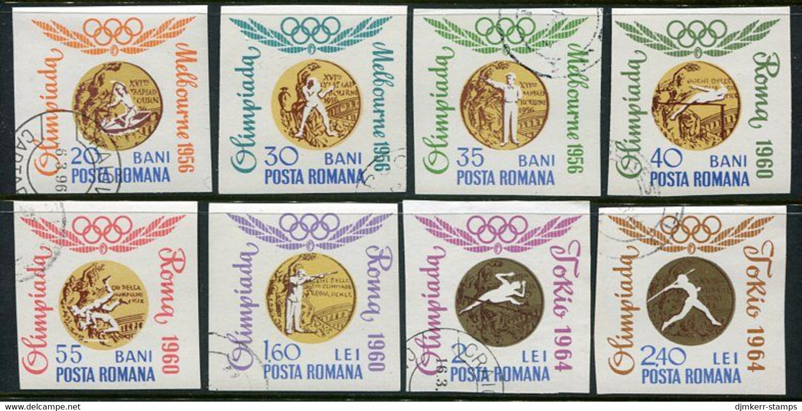 ROMANIA 1964 Olympic Medal Winners Imperforate Set Used.  Michel 2353-60 - Usati