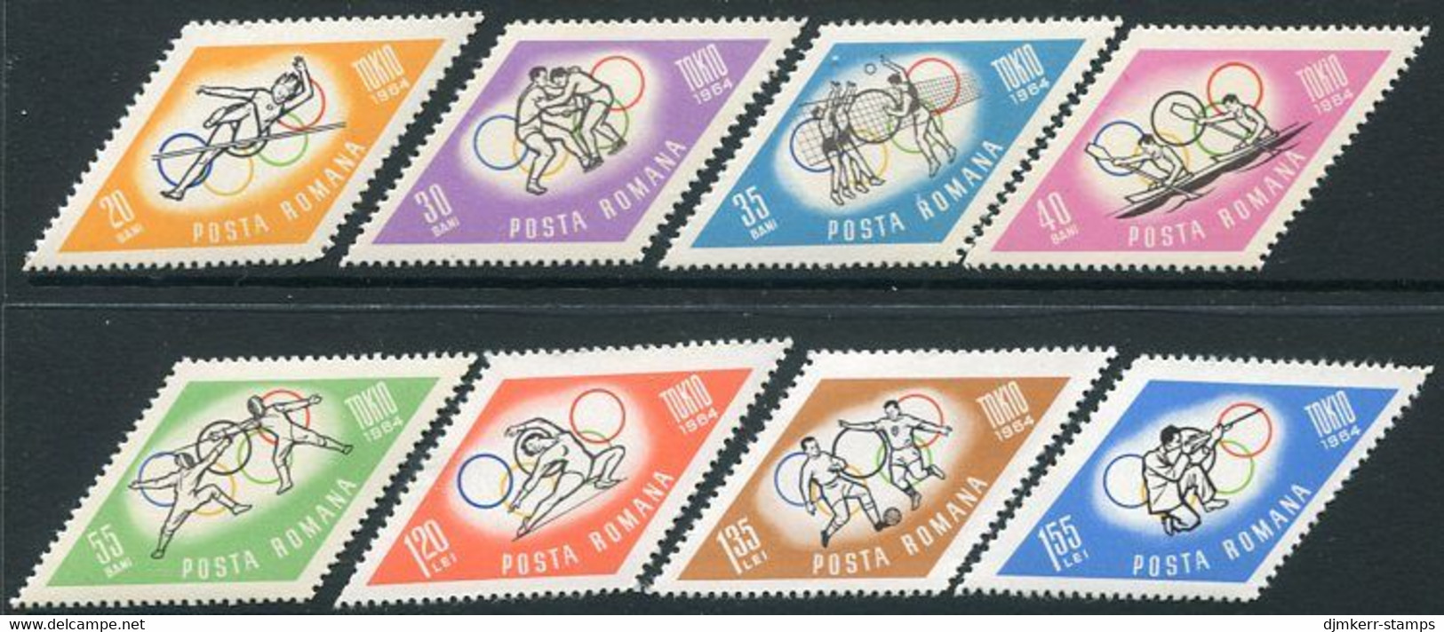 ROMANIA 1964 Tokyo Olympic Games Perforated MNH / **.  Michel 2309-16 - Unused Stamps