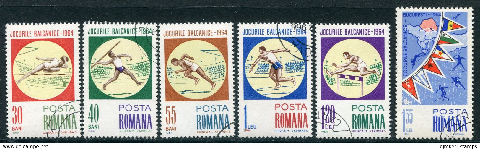 ROMANIA 1964 Balkan Games Set  Used.  Michel 2299-304 - Oblitérés