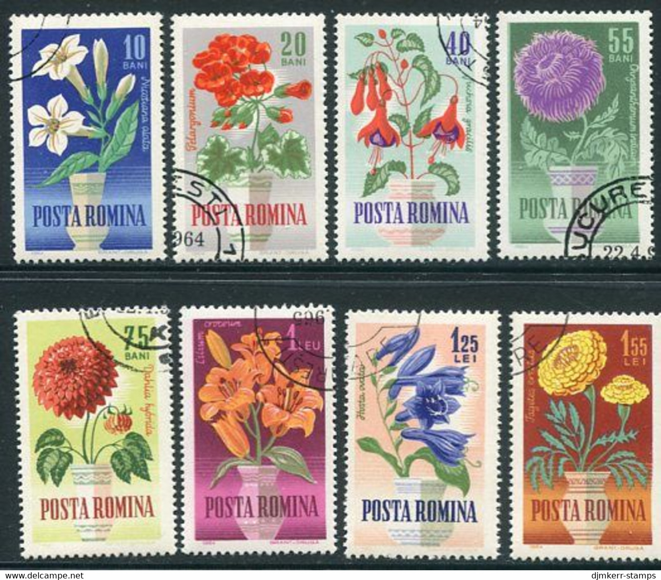 ROMANIA 1964 Garden Flowers Used.  Michel 2268-75 - Oblitérés
