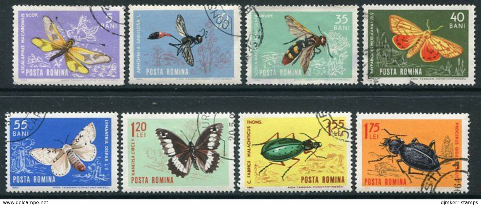 ROMANIA 1964 Insects Set  Used.  Michel 2260-67 - Used Stamps