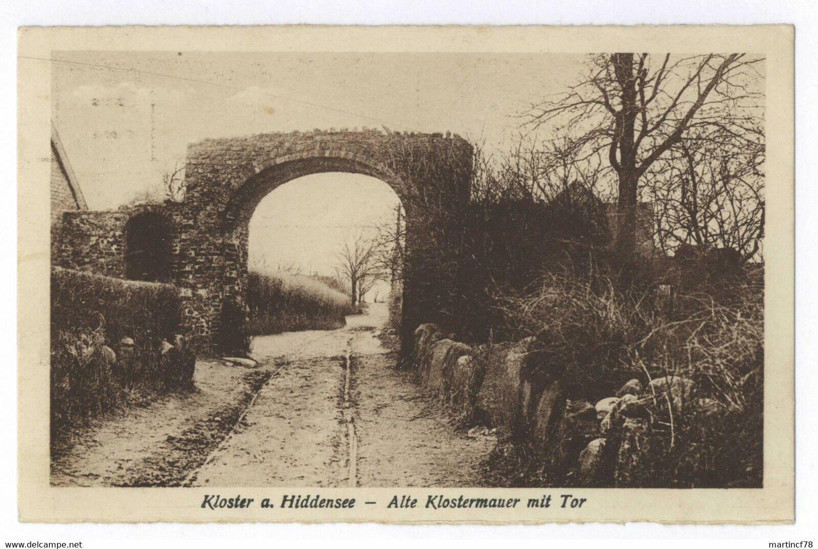 Kloster A. Hiddensee Alte Klostermauer Mit Tor Rügen Postkarte Ansichtskarte - Hiddensee