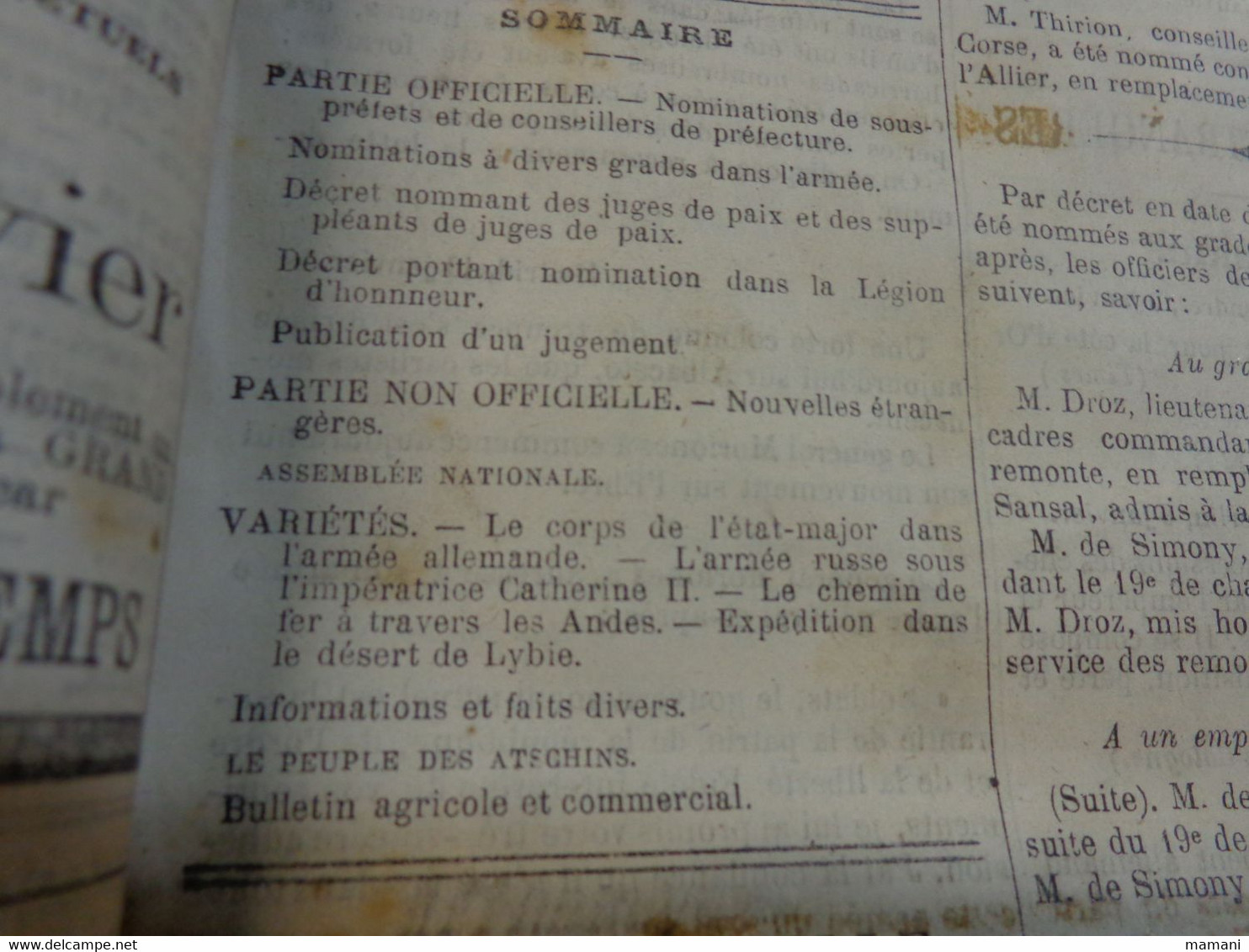 le journal officiel du 01/01/1874 au 31/3/1894 -voyage prjevalsky-projet tunnel sous la manche-le polaris-viviez aveyron