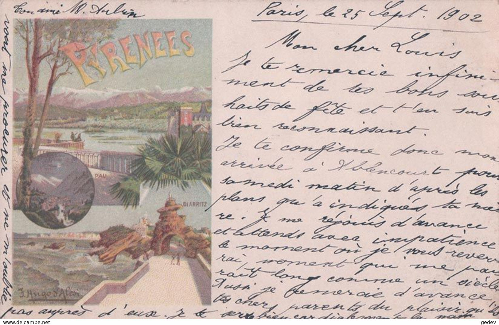 Hugo D'Alési, Publicité Pour Les Pyrénées Litho (25.9.1902) - D'Alési, Hugo