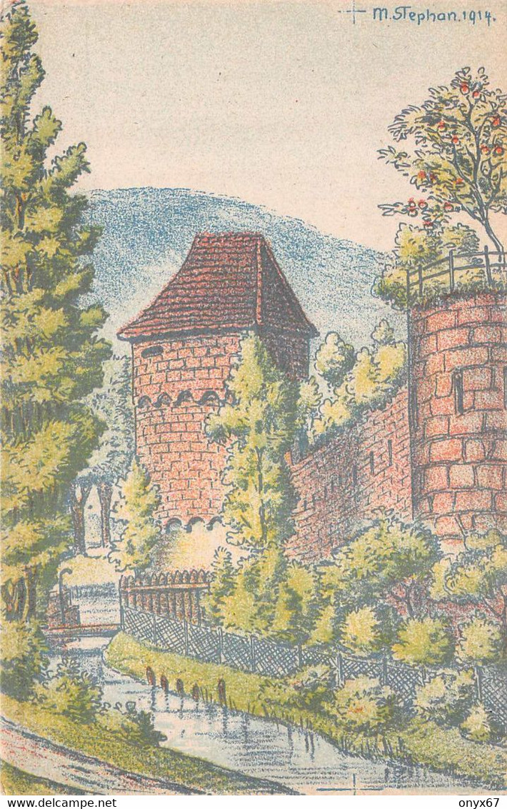 WEISSENBURG-Wissembourg-67-Bas-Rhin-Poudrière Près Du Marais-Dessin-Dessinée-Illustrateur M. Stephan 1914 - Wissembourg