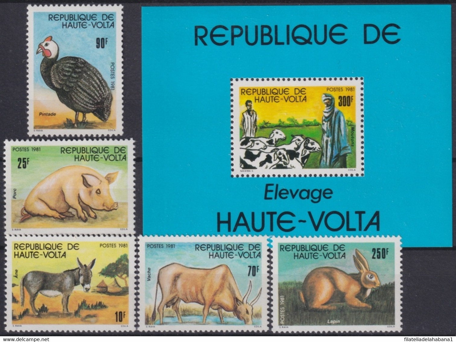 F-EX19379 UPPER VOLTA BURKINA FASSO HAUTE VOLTA MNH 1981 BIRD DONKEY RABBIT BULL - Farm