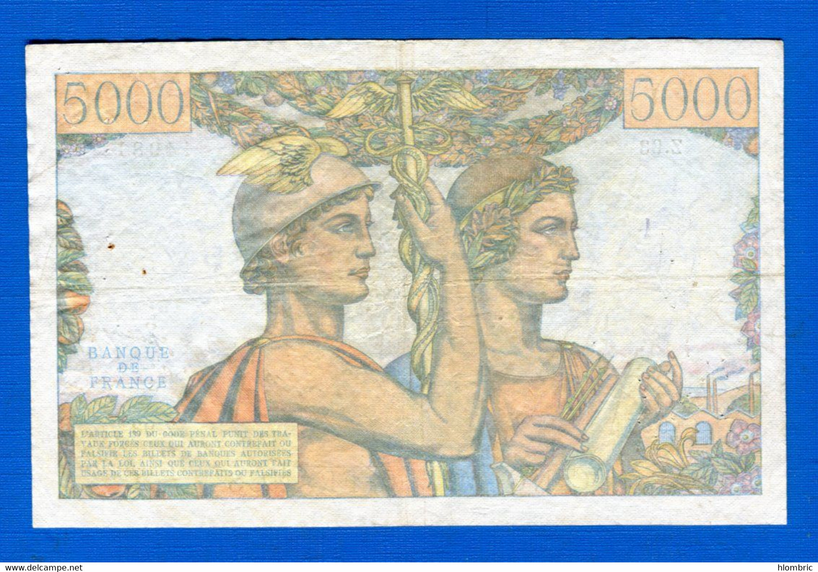 5000 Fr  Du  7 / 2 /1952 - 5 000 F 1949-1957 ''Terre Et Mer''