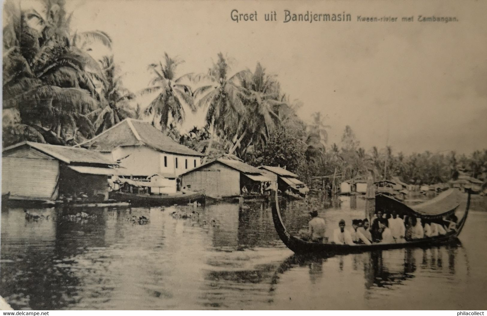 Bornego Indonesia // Groet Uit Bandjermasin - Kween Rivier Met Tambangan Ca 1900 Hoekjes - Indonesië