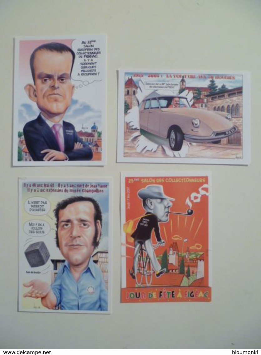 Lot De 4 Cartes Postales Illustrateur Bernard VEYRI / FIGEAC Carte Pirate - Veyri, Bernard