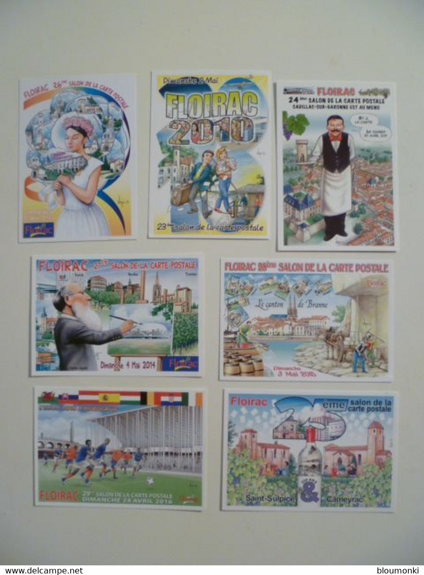 Lot De 7 Cartes Postales Illustrateur Bernard VEYRI / FLOIRAC Dont 4 Dédicacée F Bibaud - Veyri, Bernard