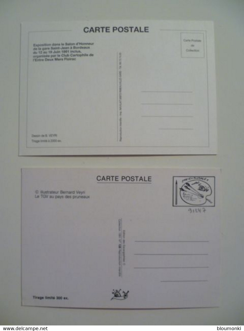 Lot De 2 Cartes Postales Illustrateur Bernard VEYRI /  Trains / TGV - Veyri, Bernard