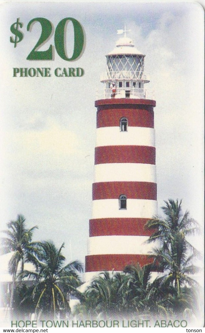 Bahamas, BHS-C-18A, Hope Town Harbour Lighthouse, 2 Scans.   Chip : GEM1B (Not Symmetric White/Gold) - Bahamas