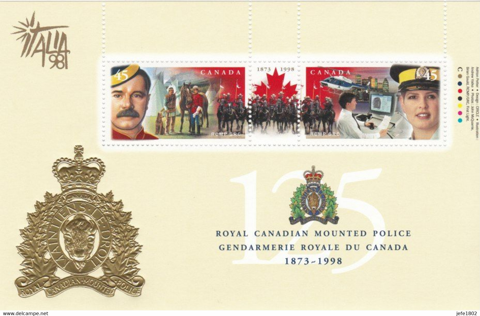 Royal Canadian Mounted Police - Gendarmerie Royale Du Canada - 1873-1998 - Blocs-feuillets