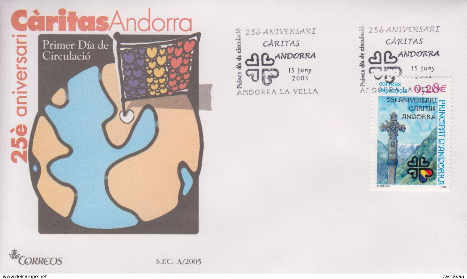 Enveloppe  FDC  1er  Jour   ANDORRE  ANDORRA    Organisation  Caritative    CARITAS  D' ANDORRE    2005 - Andere & Zonder Classificatie