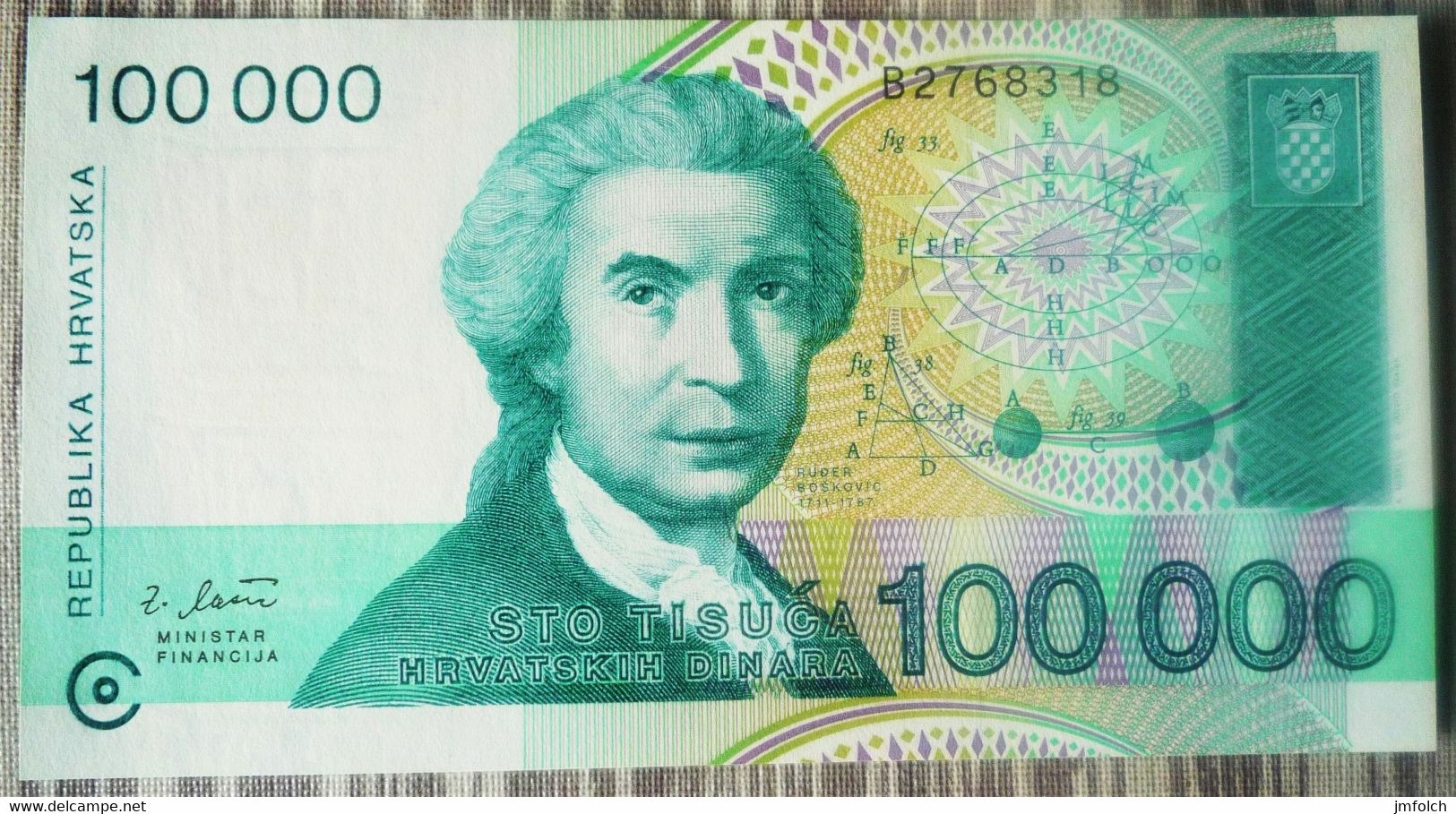 BILLETE DE 100.000 DINARA DE CROACIA.  SIN CIRCULAR - Croatie