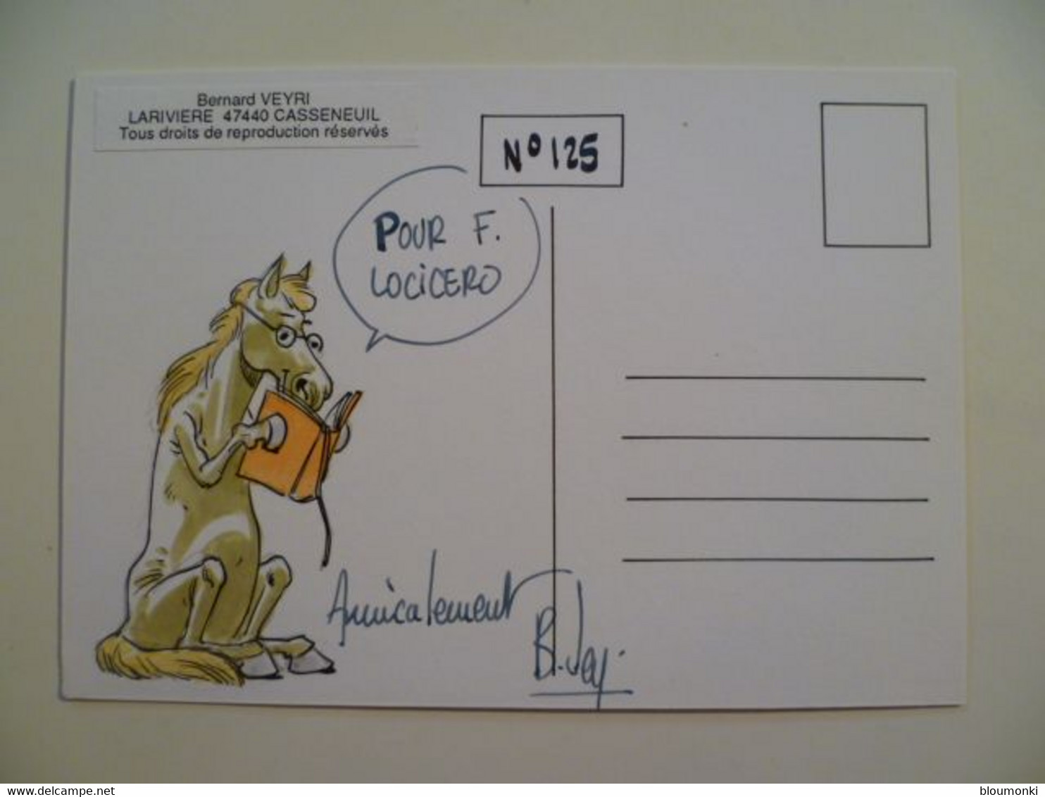 Carte Postale Illustrateur Bernard VEYRI / Dessin Unique Dédicace F Locicero / Salon De Lectoure 1997 - Veyri, Bernard