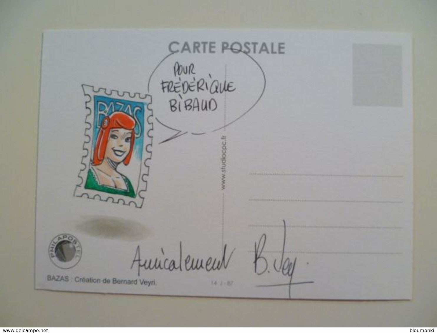 Carte Postale Illustrateur Bernard VEYRI / Dessin Unique Dédicace Frédérique Bibaud / BAZAS Ch St Jacques De Compostelle - Veyri, Bernard