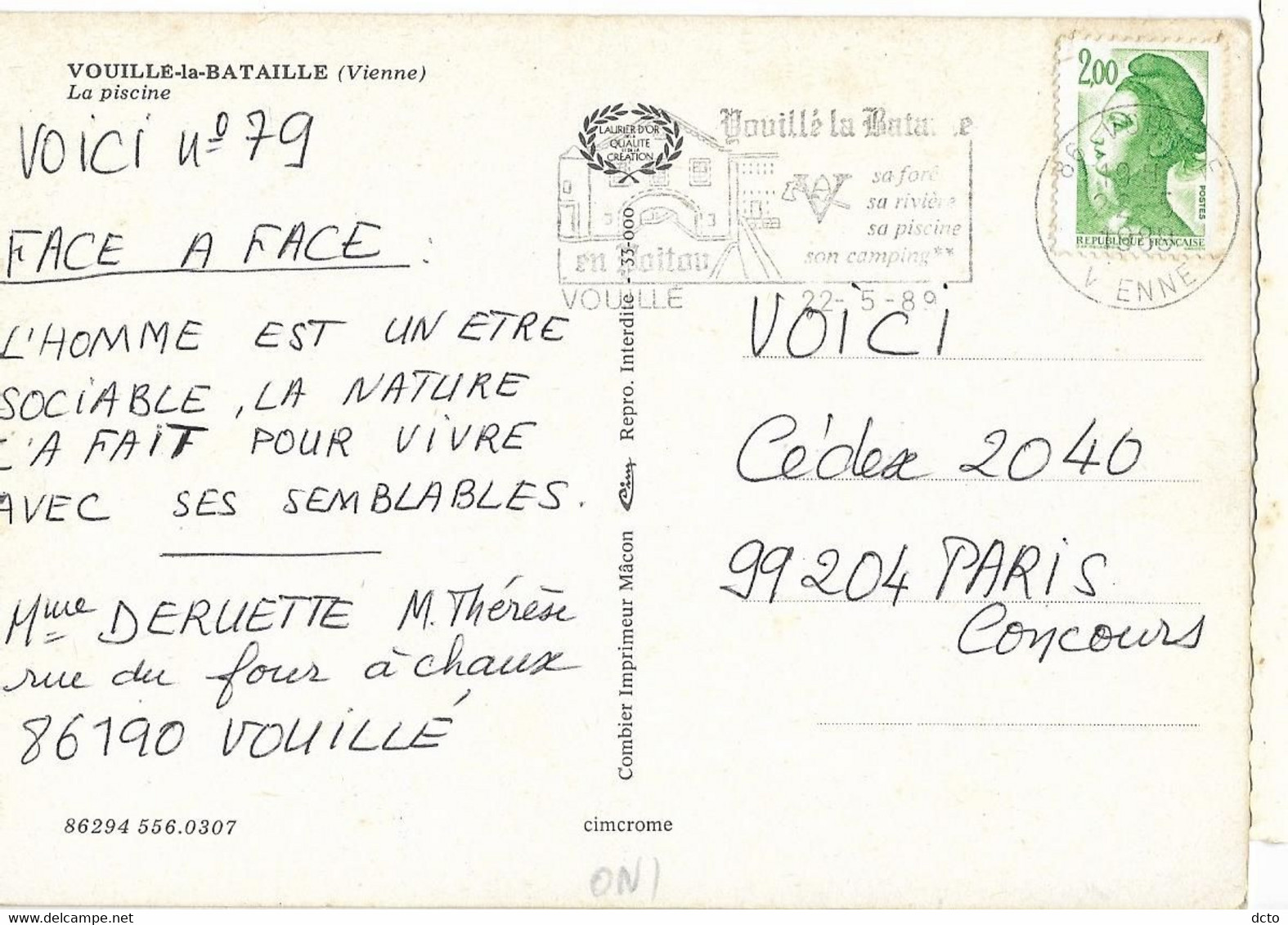 VOUILLE-la-BATAILLE (86) La Piscine Cim Cpm - Vouille