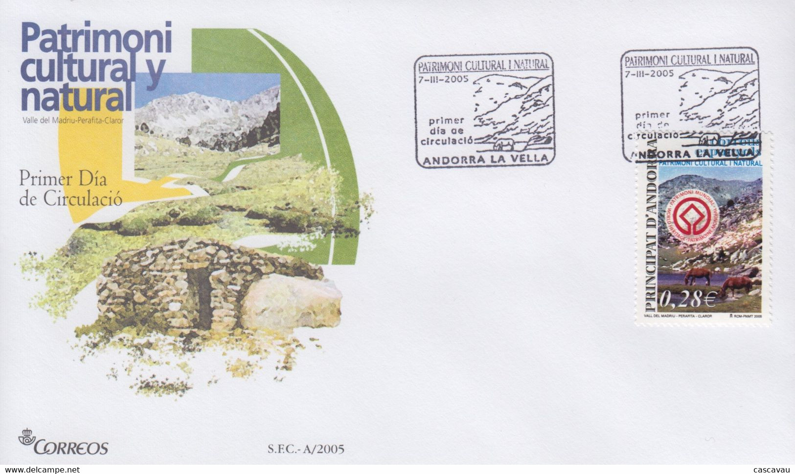 Enveloppe  FDC  1er  Jour   ANDORRE  ANDORRA    Patrimoine  Culturel  Et  Naturel    2005 - Altri & Non Classificati