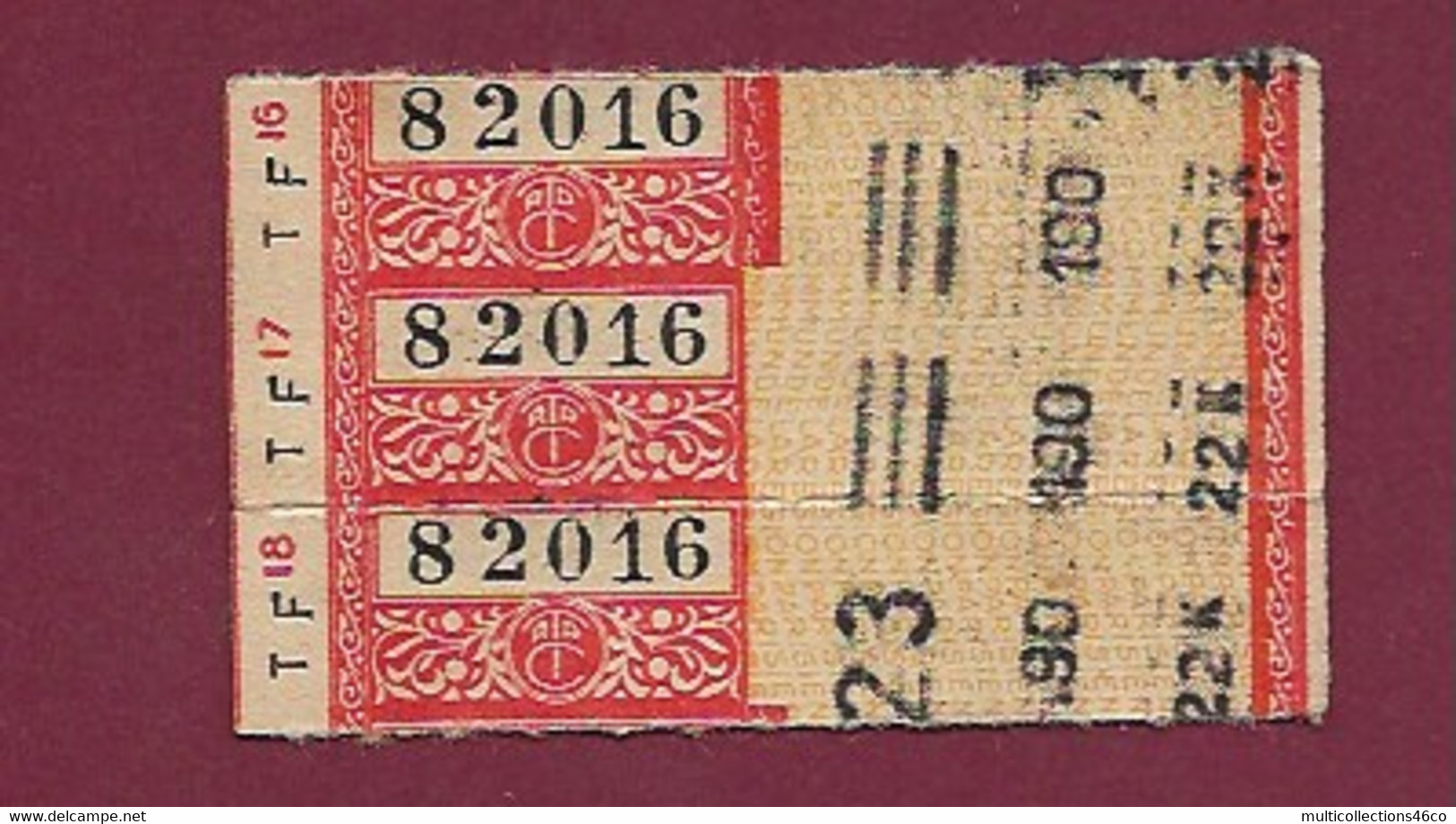 221120A - TICKET CHEMIN DE FER - FRANCE - TF 16 17 18 82016 - Europe