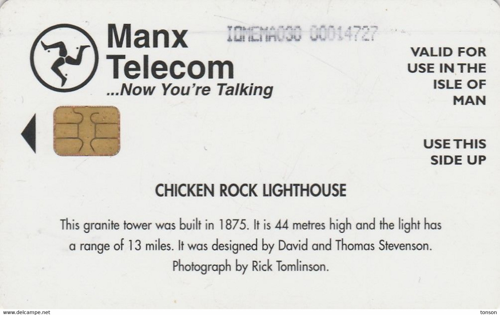 Isle Of Man, MAN 138, 2 £,   Chicken Rock  , Lighthouse, 2 Scans . - Phares