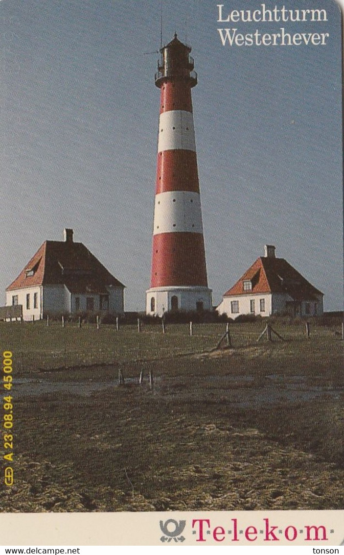 Germany, DE-A 23/94, Direktion Kiel (Leuchtturm Westerhever), Lighthouse, 2 Scans . - Vuurtorens