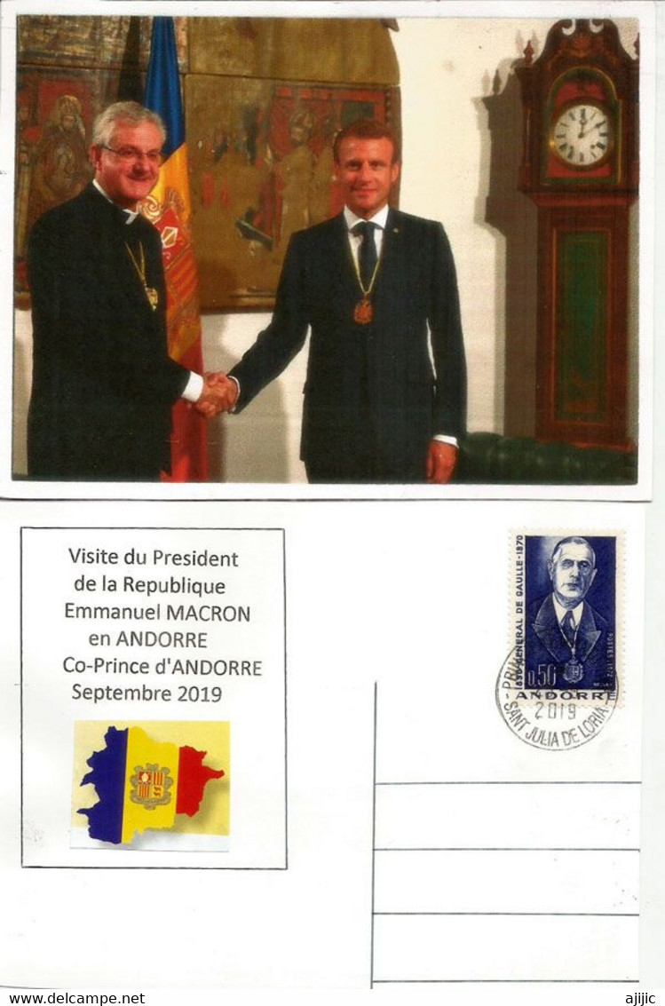 Rencontre Des 2 Co-Princes D'Andorre: L'Évêque D'Urgell Joan Enric Vives & E.Macron,Septembre 2019, Andorra - - Lettres & Documents