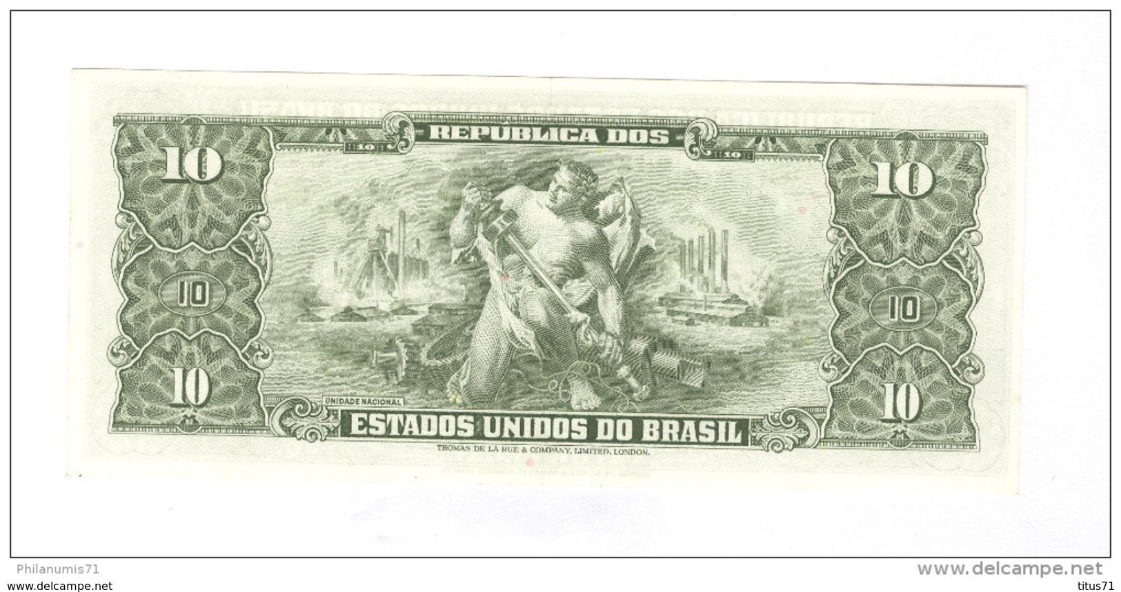 Billet 10 Cruzeiros Brésil / Brasil / Brazil 1953 - Très Bon état - 1 Pliure Vertical - Brésil