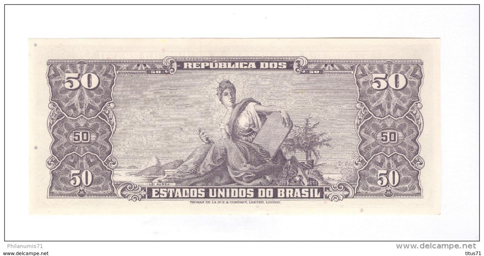 Billet 50 Cruzeiros Brésil / Brasil / Brazil 1954 - Bon état - 1 Pliure Vertical - Brésil