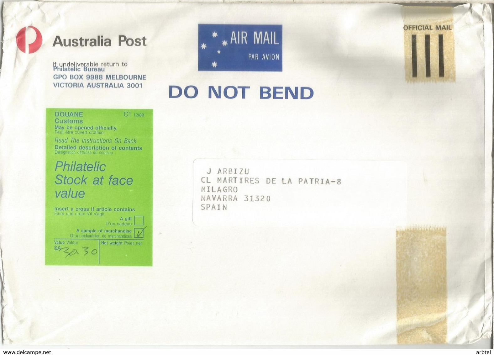 AUSTRALIA CC OFFICIAL MAIL AUSTRALIA POST - Oficiales