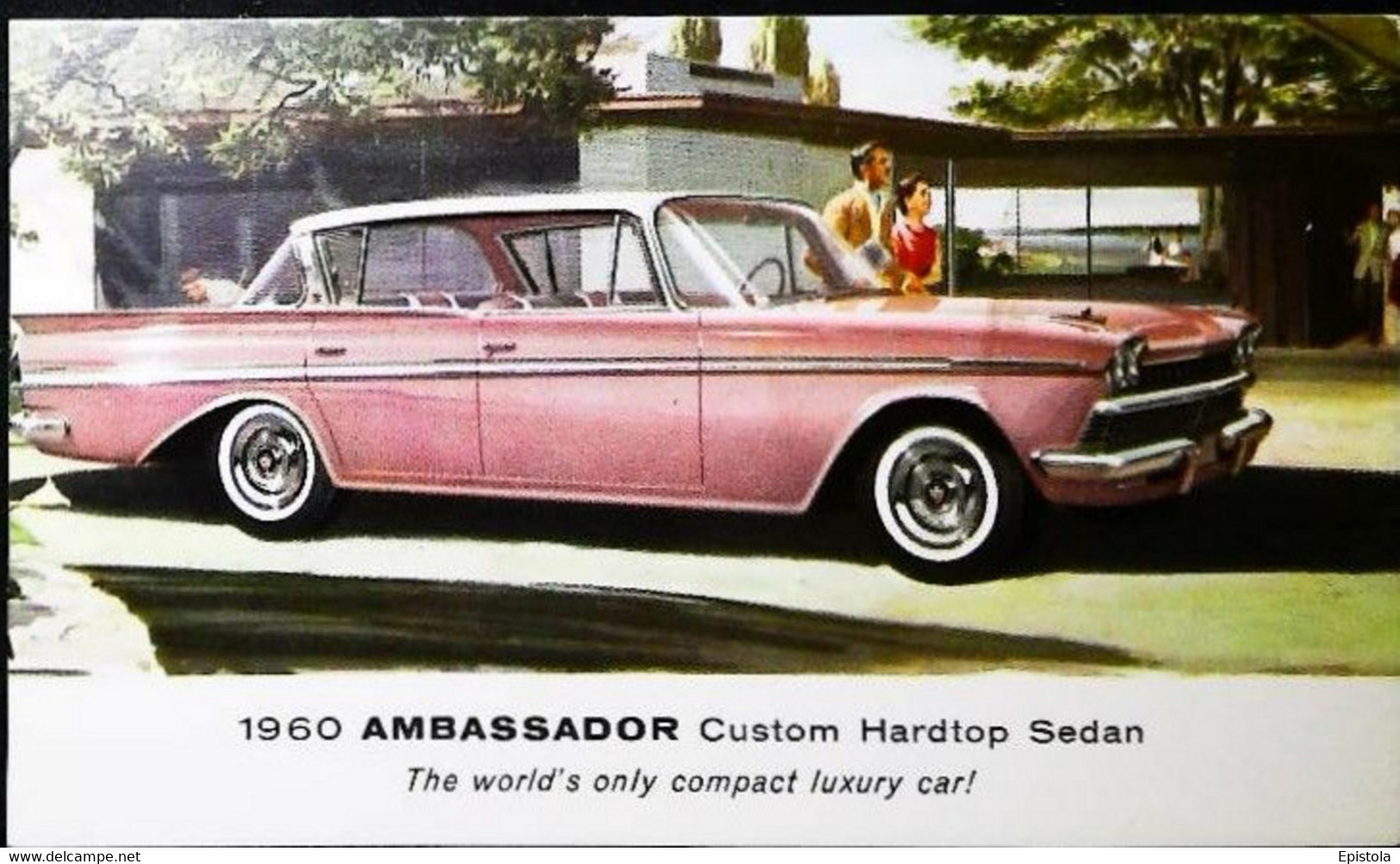 ► RAMBLER Pink Ambassador Sedan 1960  - Automobile Publicity   (Litho In U.S.A.) - American Roadside