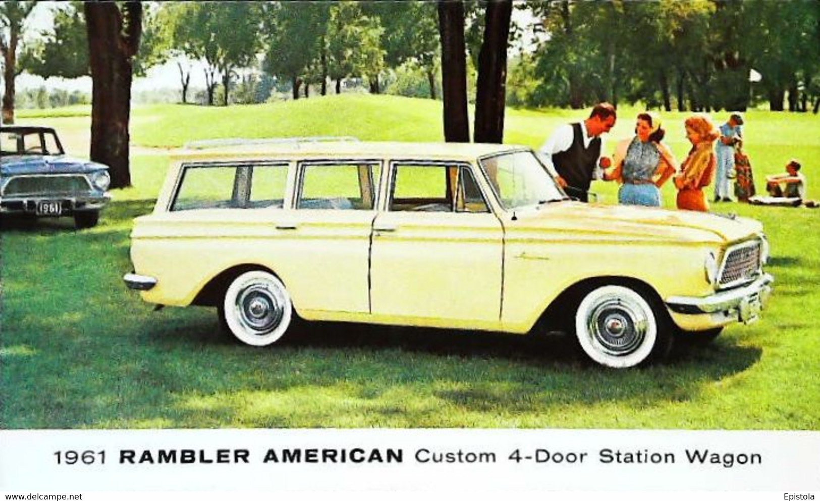 ► AM  RAMBLER American Station Wagon & Picnic Pique Nique 1961 - Automobile Publicity  (Litho In U.S.A.) Roadside - American Roadside