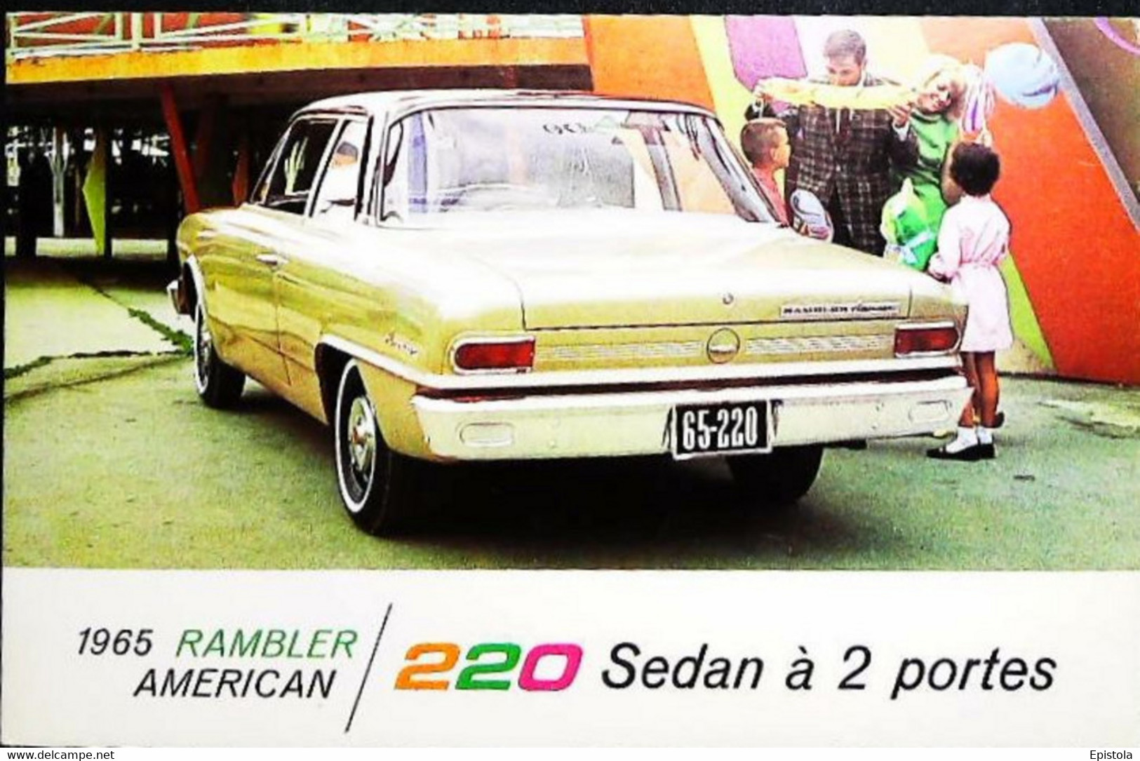 ► AM  RAMBLER American Super 220 Coupe  &  Familly 1965 - Automobile Publicity   (Litho In U.S.A.) Roadside - American Roadside