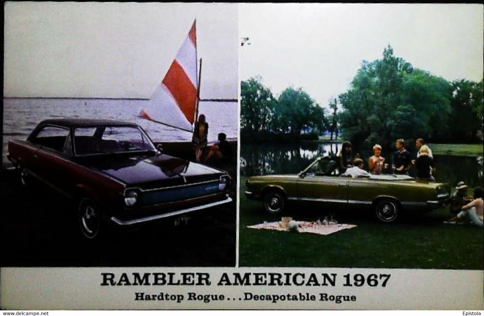 ► AM  RAMBLER American  & Sail Picnic 1967  - Automobile Publicity   (Litho In U.S.A.) Roadside - American Roadside