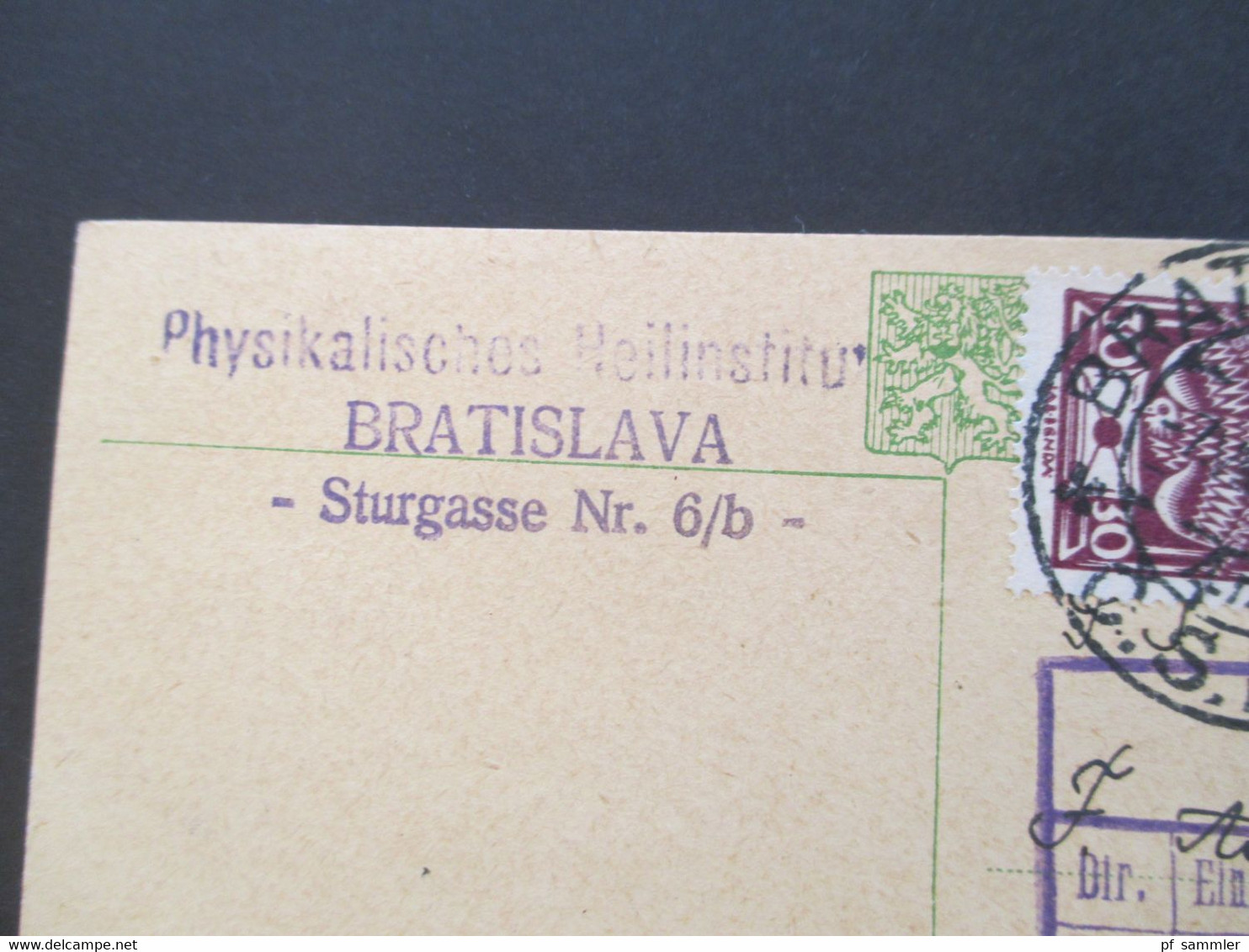 CSSR 1925 Ganzsache Mit 2 Zusatzfrankaturen Physikalisches Heilinstitut Bratislava - Rudolstadt In Thüringen - Lettres & Documents