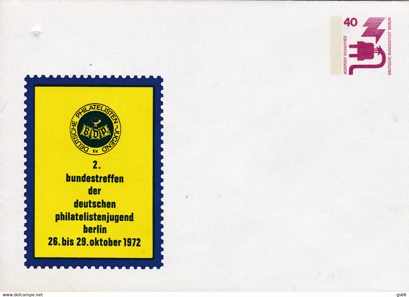 Berlin, PU 057 D2/002, Philatelistenjugend Berlin - Privé Briefomslagen - Ongebruikt