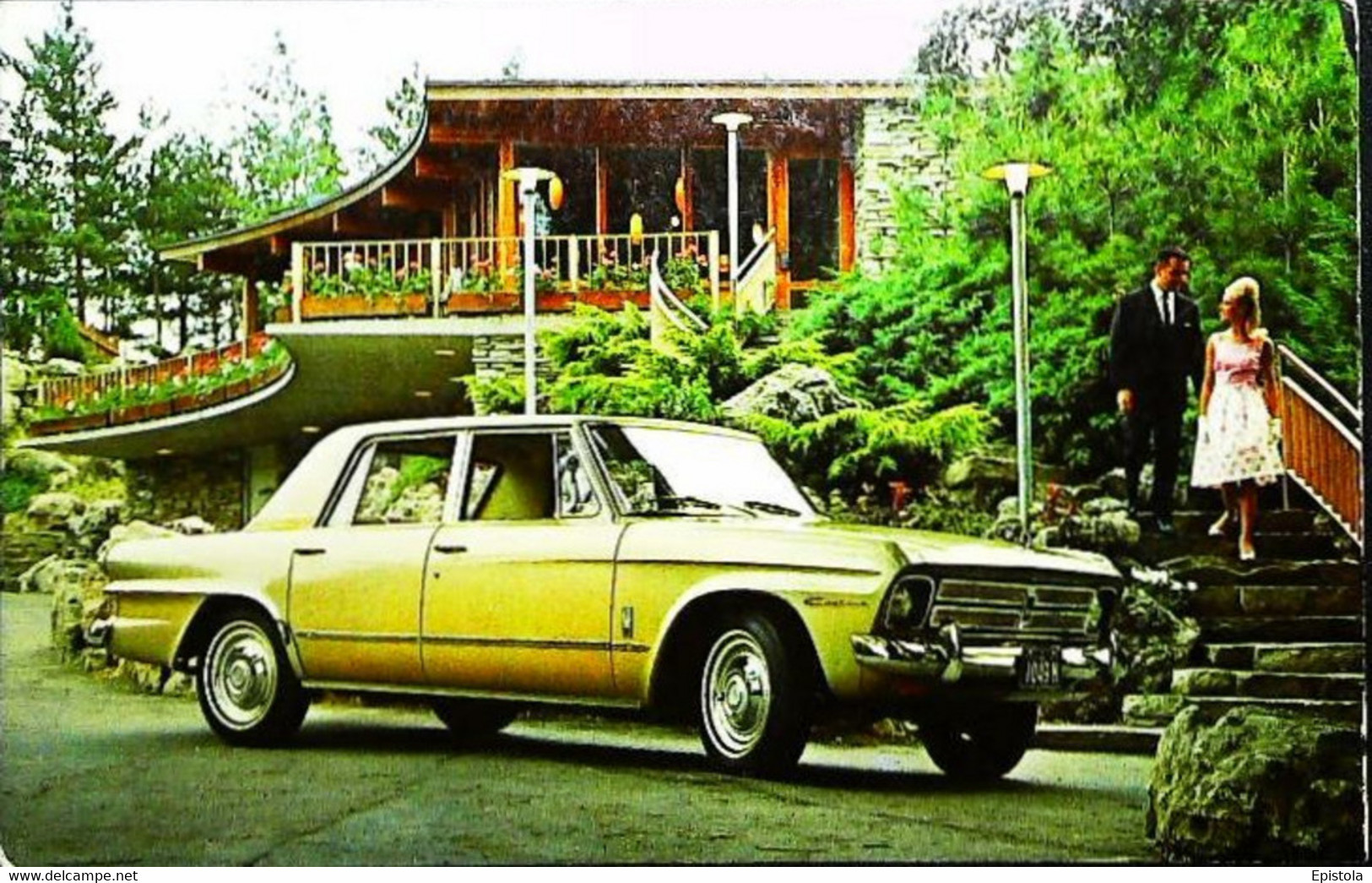 ► STUDEBAKER LARK Cruiser 1966   Couple    - Automobile Publicity    (Litho In U.S.A.) Roadside - American Roadside
