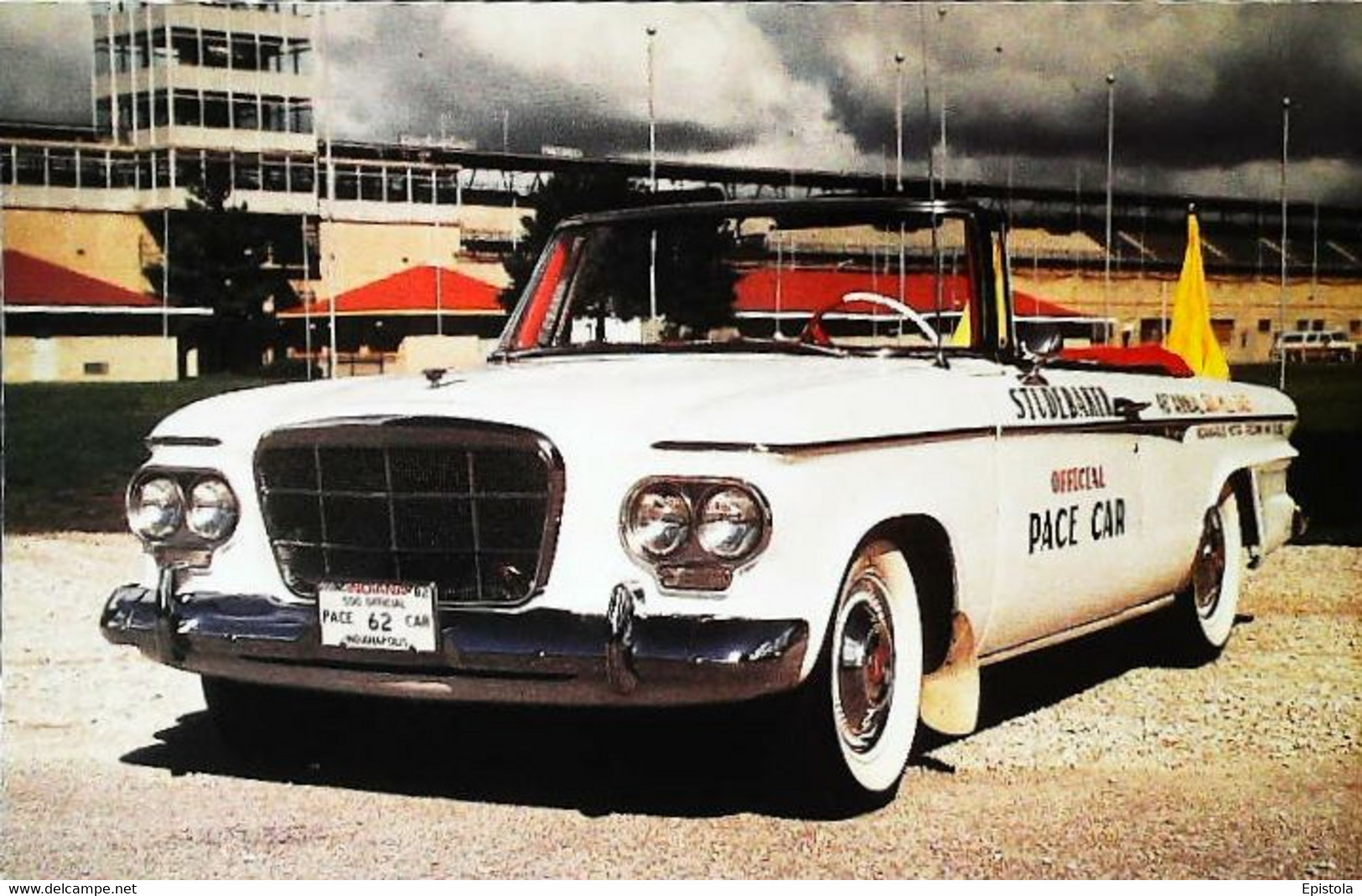 ► STUDEBAKER  1962  INDIANAPOLIS PACE CAR At  Circuit  - Automobile Publicity    (Litho In U.S.A.) Roadside - IndyCar