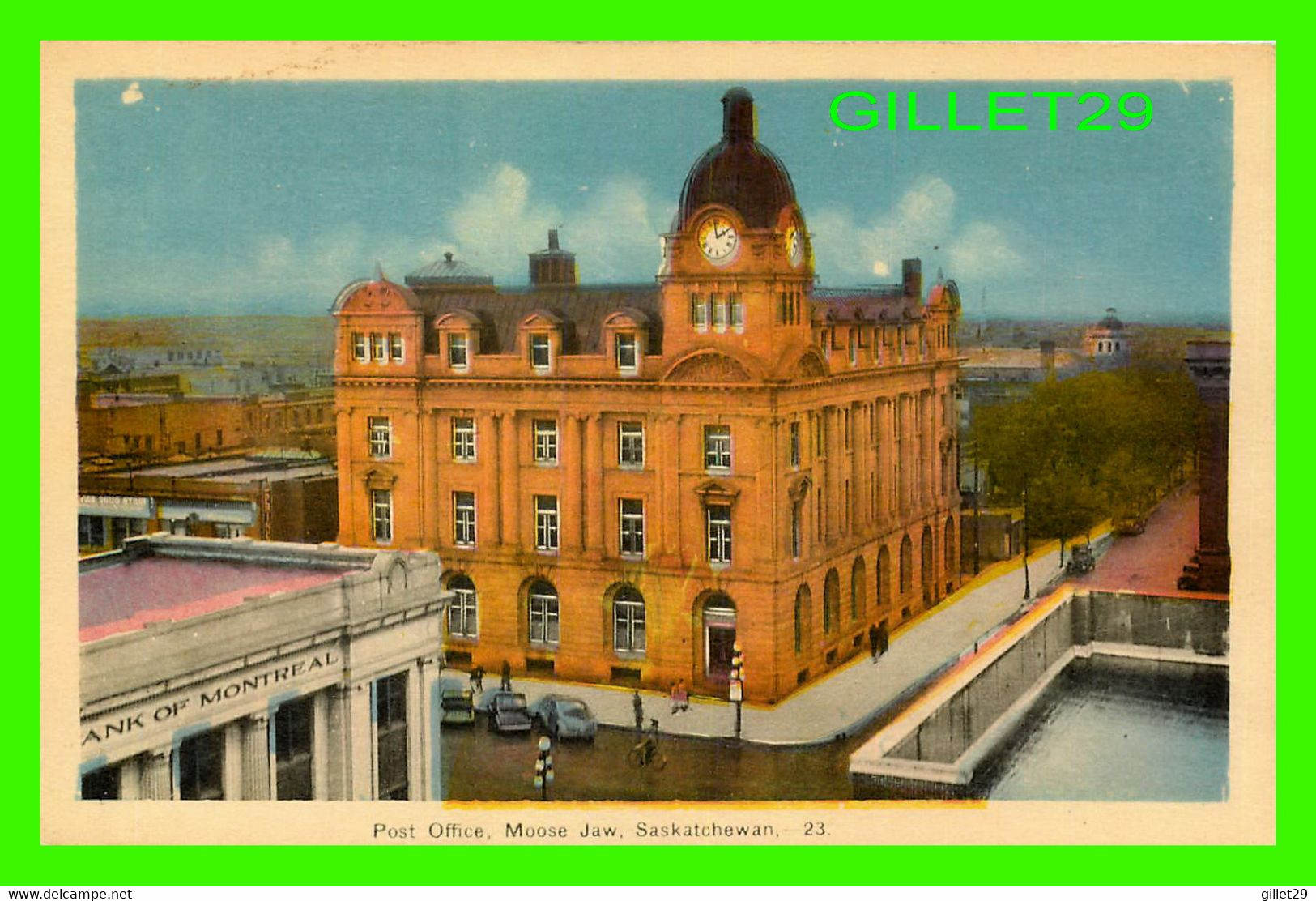 MOOSE JAW, SASKATCHEWAN - BIRD'S EYES VIEW OF THE POST OFFICE - ANIMATED WITH OLD CARS & PEOPLES - PECO - - Other & Unclassified