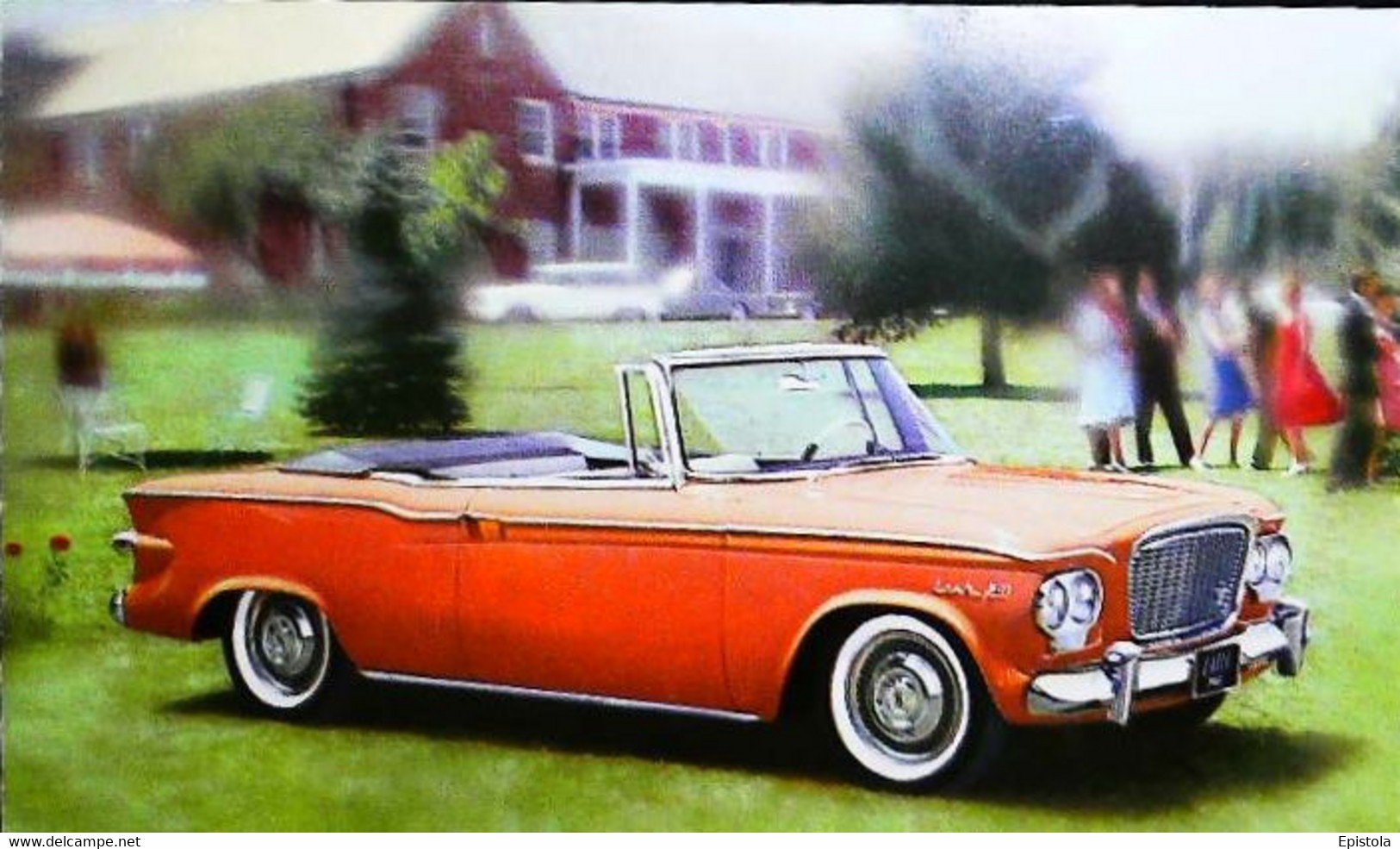 ► STUDEBAKER  LARK Convertible 1960's   - Automobile Publicity    (Litho In U.S.A.) Roadside - American Roadside