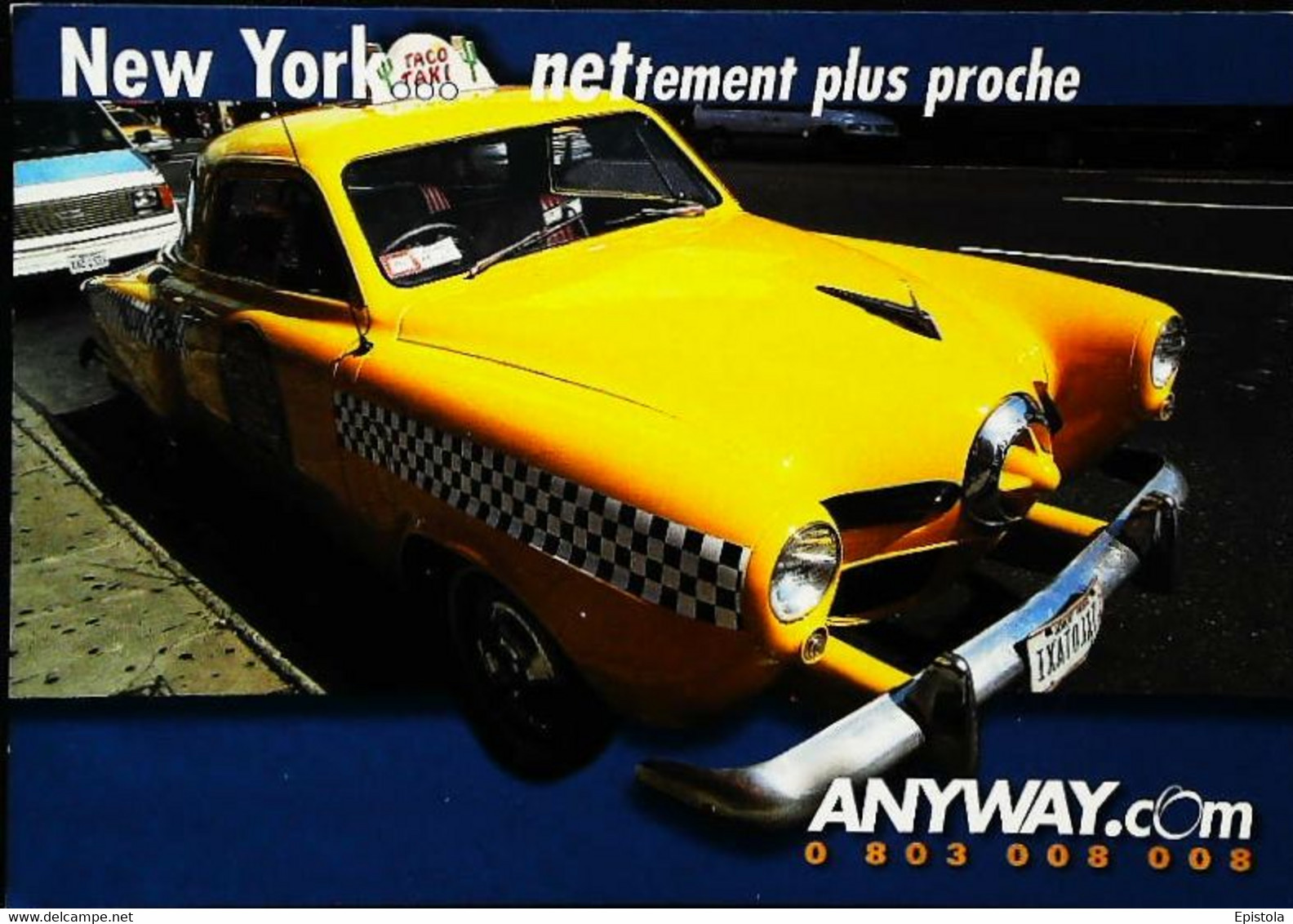 ► STUDEBAKER   Taxi New York  "TACO TAXI"   - Automobile Publicity Anyway.com   (Litho France.) Roadside - Transportes