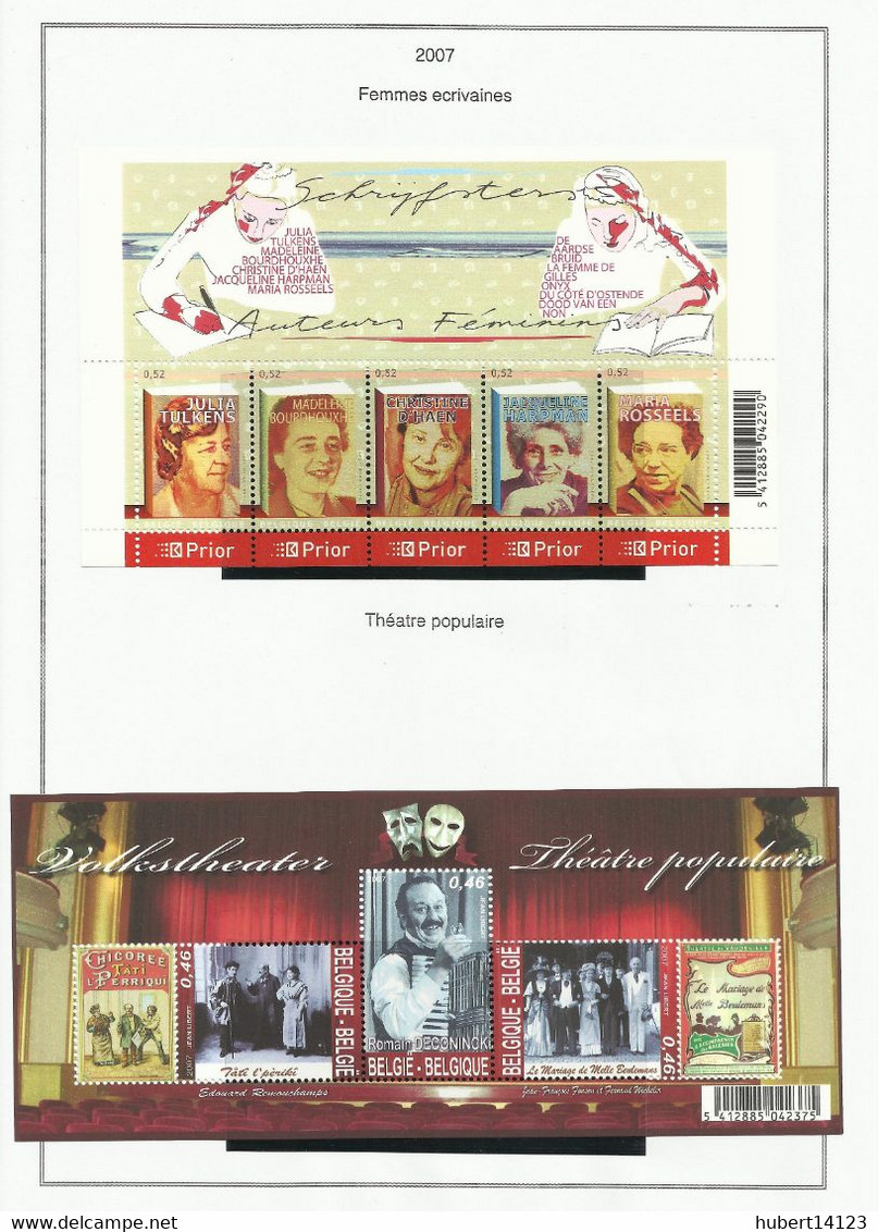 Belgique 5 BF BLOCS ET FEUILLETS + 3 TIMBRES NEUF **année 2007 - Other & Unclassified