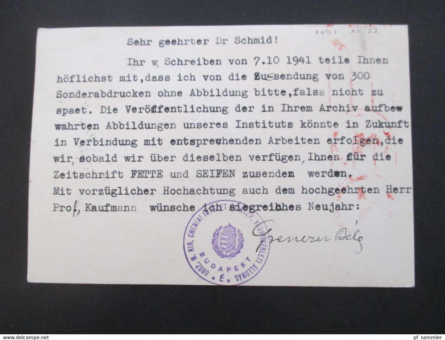 Ungarn 1941 Postkarte Mit OKW Zensur / Roter Zensurstempel / Mehrfachzensur Budapest - Münster Westfalen - Lettres & Documents