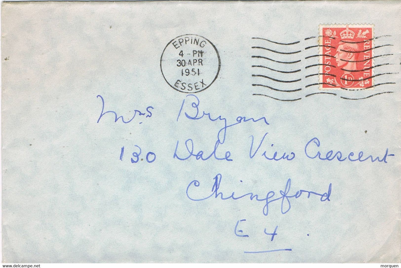 38434. Carta EPPING (essex) 1951 To Chingford - Sin Clasificación