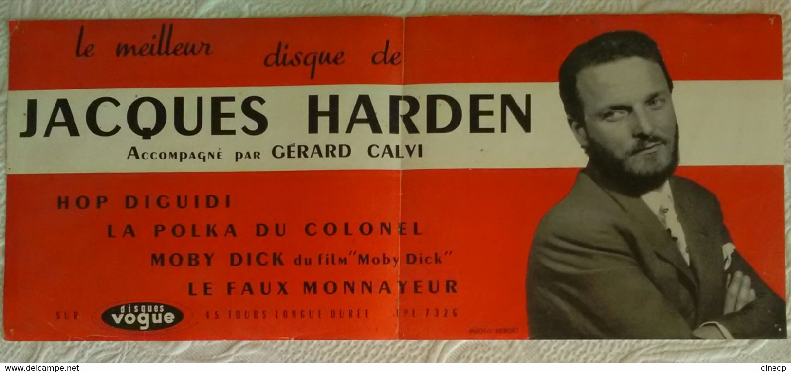 AFFICHE MUSIQUE JACQUES HARDEN GERARD CALVI Publicité DISQUE VOGUE 1950's MUSIQUE DE FILM CINEMA - Manifesti & Poster