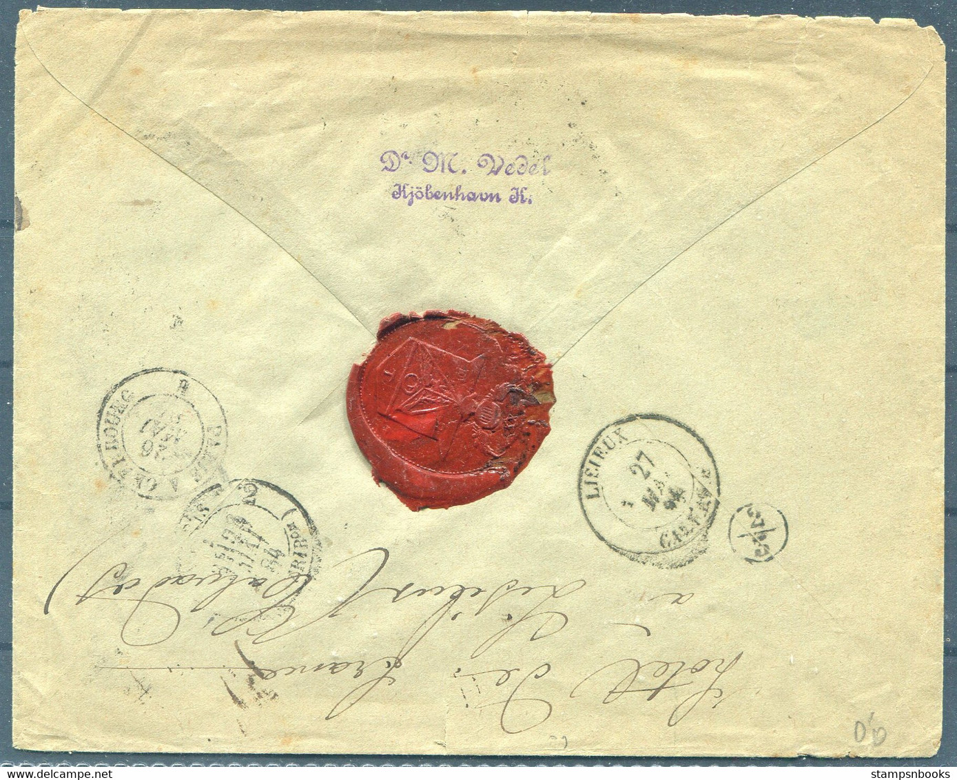 1884 Denmark 56 øre Rate ( 50 øre + Pair Of 3 øre) Registered Cover Copenhagen - Paris France - Storia Postale