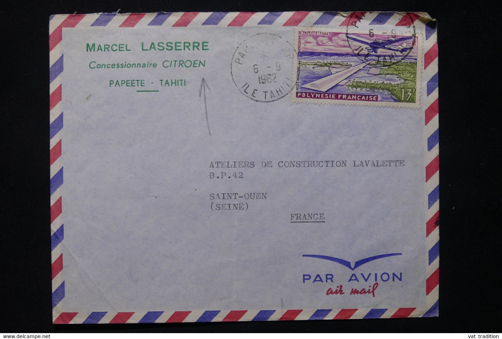 POLYNÉSIE - Enveloppe Commerciale ( Concessionnaire Citroën ) De Papeete Pour La France En 1962 - L 79043 - Cartas & Documentos