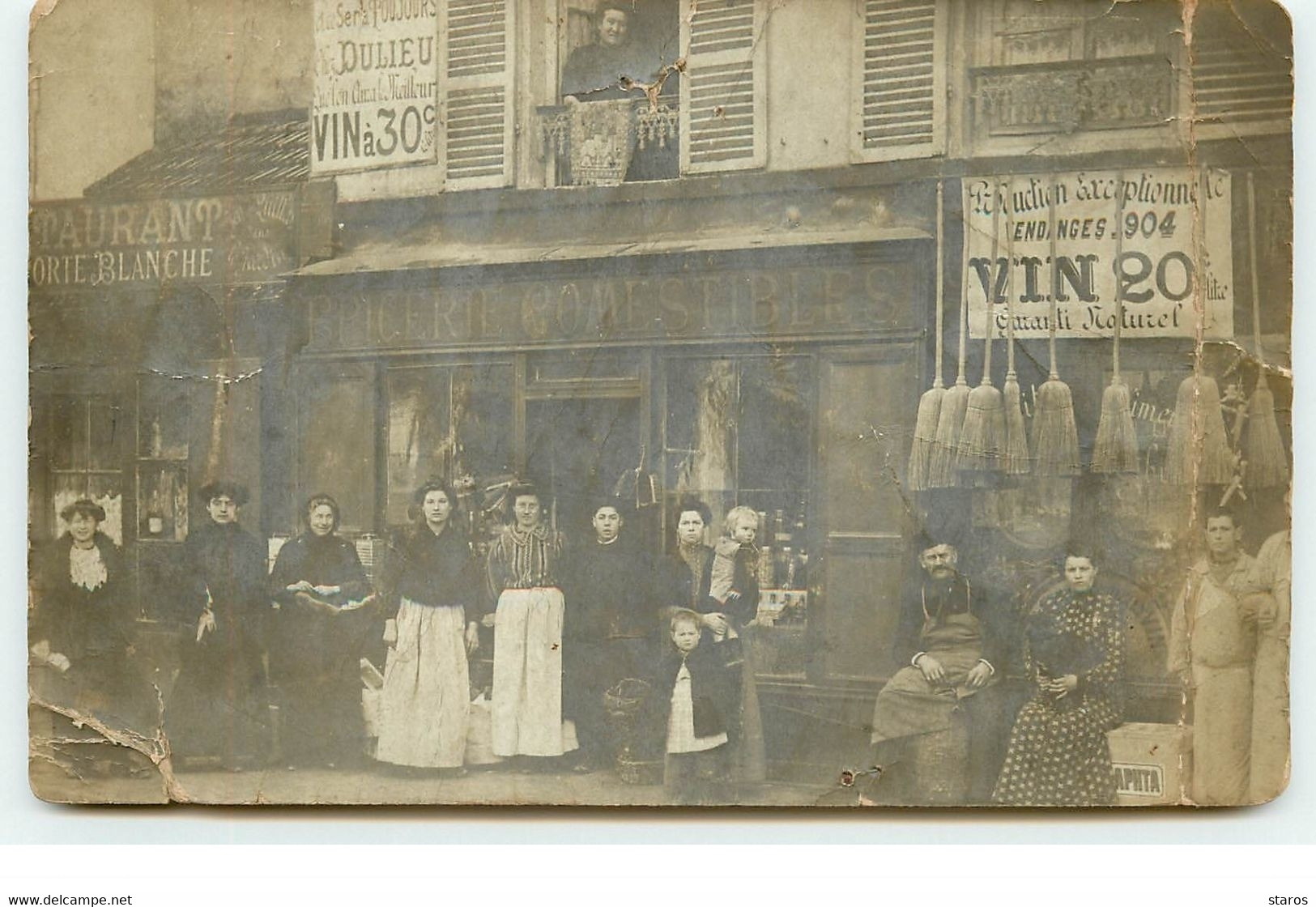 Carte Photo - Paris - Restaurant Porte Blanche - Dulieu (vendue En L'état) - Cafés, Hotels, Restaurants