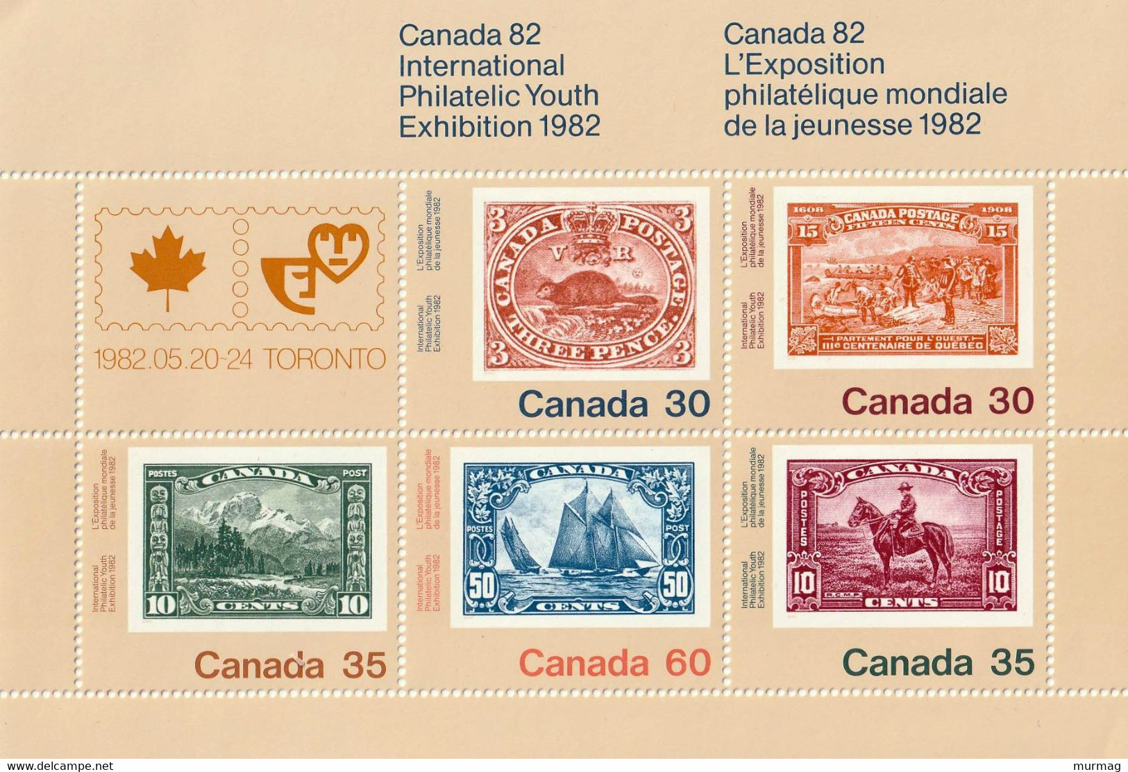 CANADA - Exposition Philatélique Mondiale De La Jeunesse, Toronto - BF 3 - Tbres 787-788B - 1982 - Otros & Sin Clasificación