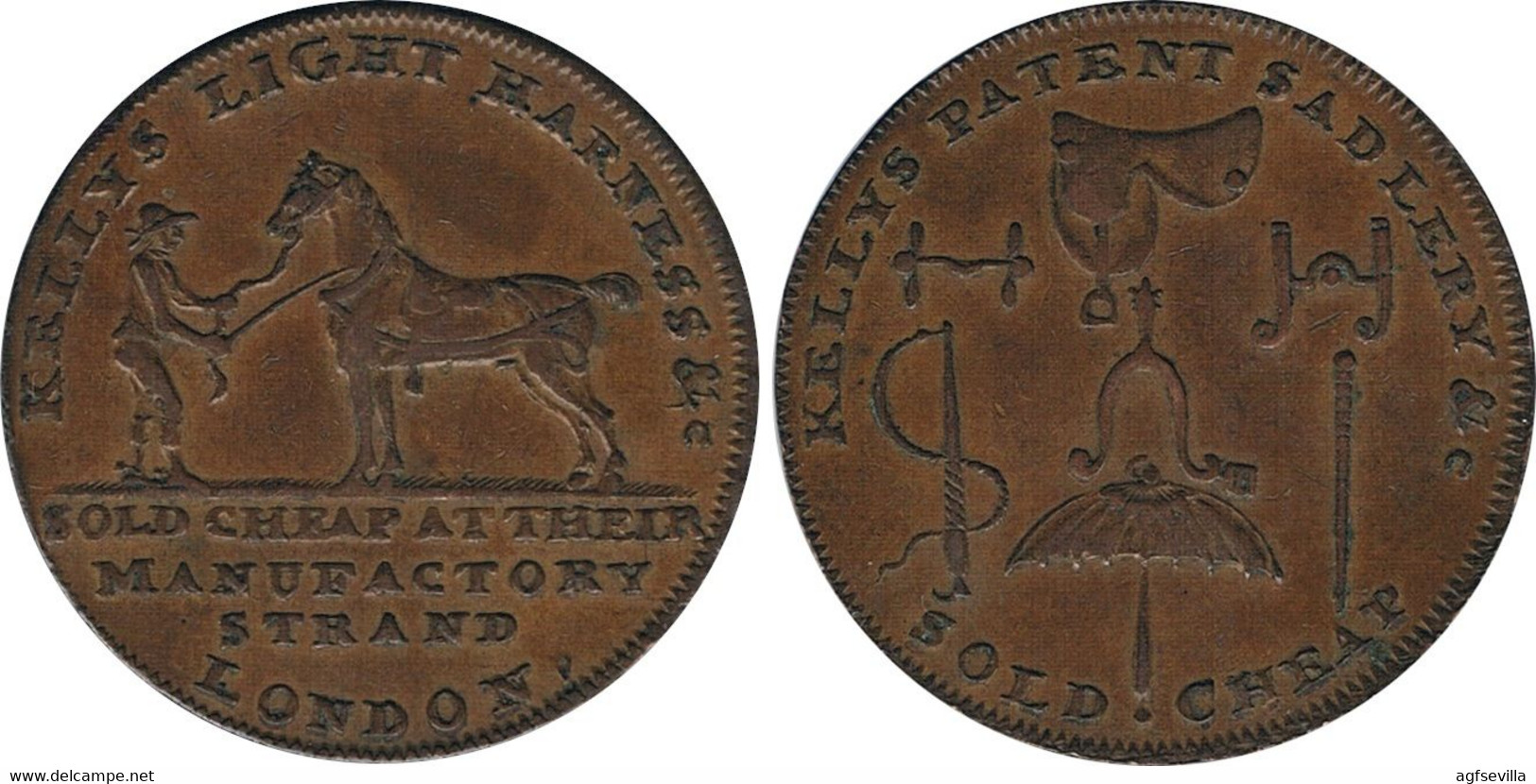 INGLATERRA. 1/2 PENNY TOKEN. KELLYS LIGHT HARNESS. LONDRES. ENGLAND. GREAT BRITAIN - Otros & Sin Clasificación